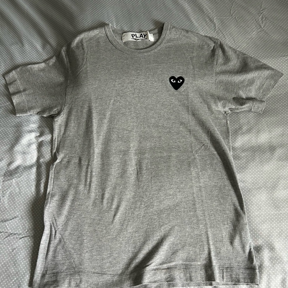 Comme des Garçons PLAY Grey T-Shirt with Black Heart Logo